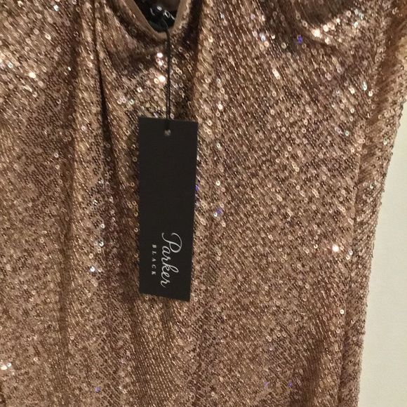 NWT PARKER BLACK Bronzed Rose Sequins Dress - Picture 10 of 12